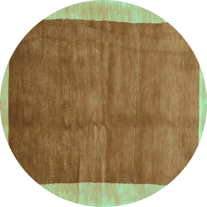 Round Machine Washable Abstract Turquoise Contemporary Area Rugs, wshcon2844turq