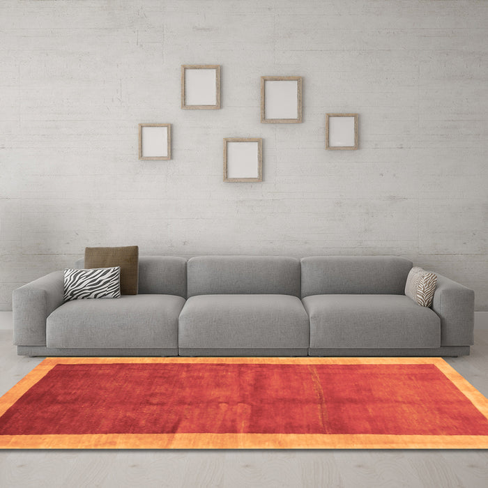 Machine Washable Abstract Brown Contemporary Rug in a Living Room,, wshcon2844brn