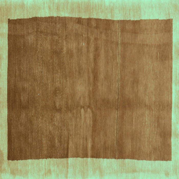 Square Abstract Turquoise Contemporary Rug, con2844turq