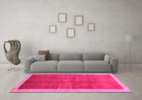 Machine Washable Abstract Pink Contemporary Rug, wshcon2844pnk