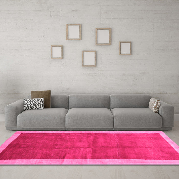 Machine Washable Abstract Pink Contemporary Rug in a Living Room, wshcon2844pnk