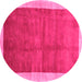 Round Abstract Pink Contemporary Rug, con2844pnk