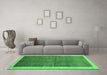 Machine Washable Abstract Emerald Green Contemporary Area Rugs in a Living Room,, wshcon2844emgrn