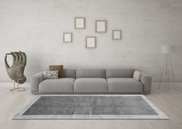 Machine Washable Abstract Gray Contemporary Rug in a Living Room,, wshcon2844gry