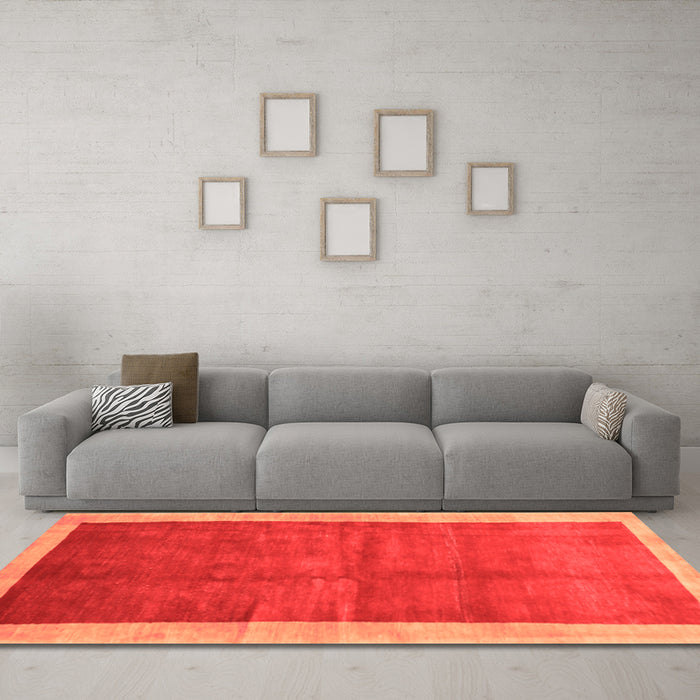Machine Washable Abstract Orange Contemporary Area Rugs in a Living Room, wshcon2844org