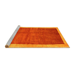 Sideview of Machine Washable Abstract Yellow Contemporary Rug, wshcon2844yw