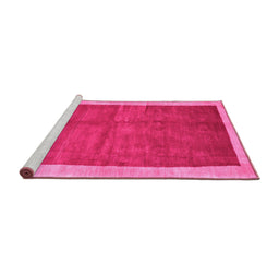 Sideview of Machine Washable Abstract Pink Contemporary Rug, wshcon2844pnk