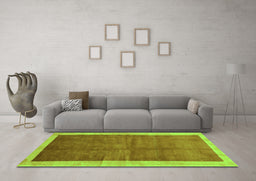 Machine Washable Abstract Green Contemporary Area Rugs in a Living Room,, wshcon2844grn