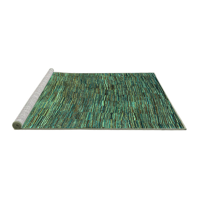 Sideview of Machine Washable Abstract Turquoise Contemporary Area Rugs, wshcon2845turq