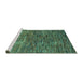 Sideview of Machine Washable Abstract Turquoise Contemporary Area Rugs, wshcon2845turq