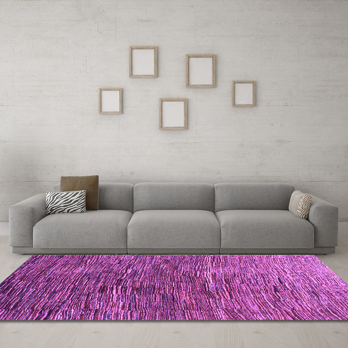 Machine Washable Abstract Purple Contemporary Area Rugs in a Living Room, wshcon2845pur