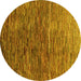 Round Machine Washable Abstract Yellow Contemporary Rug, wshcon2845yw