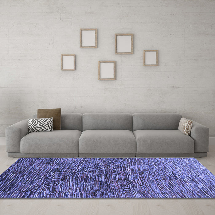 Machine Washable Abstract Blue Contemporary Rug in a Living Room, wshcon2845blu