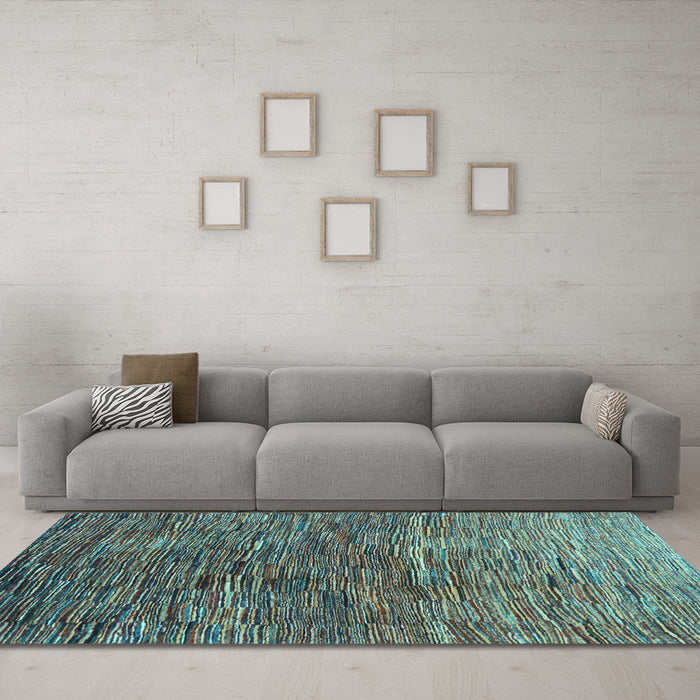 Machine Washable Abstract Light Blue Contemporary Rug in a Living Room, wshcon2845lblu