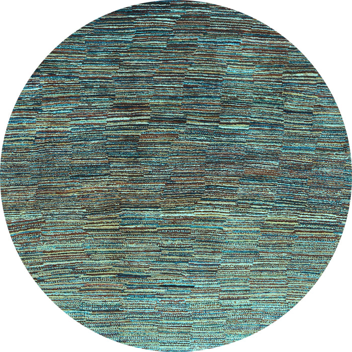 Round Machine Washable Abstract Light Blue Contemporary Rug, wshcon2845lblu