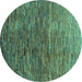 Round Machine Washable Abstract Turquoise Contemporary Area Rugs, wshcon2845turq