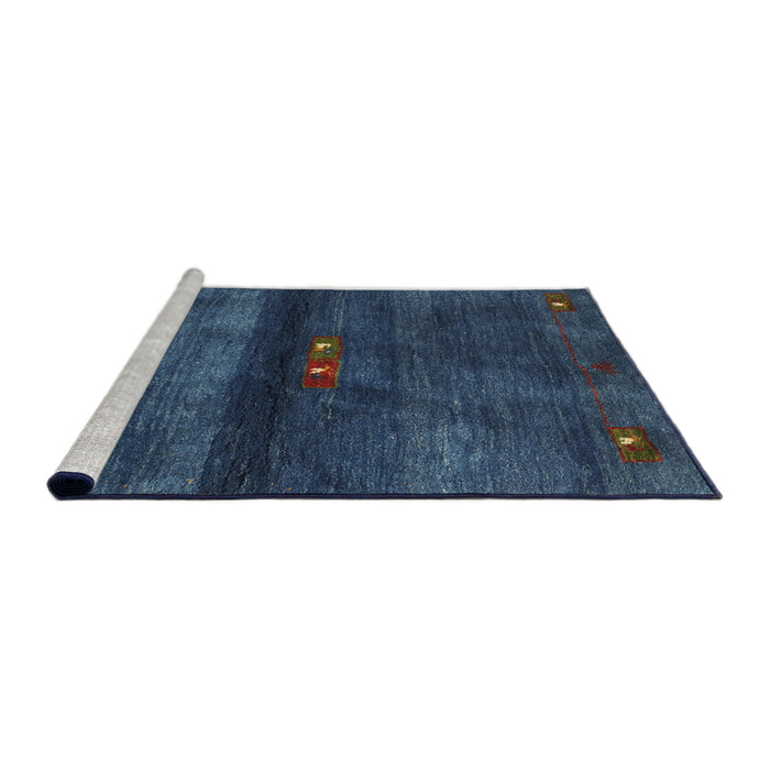 Serging Thickness of Machine Washable Contemporary Azure Blue Rug, wshcon2846