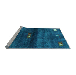 Sideview of Machine Washable Abstract Light Blue Contemporary Rug, wshcon2846lblu