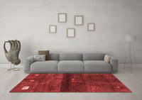 Machine Washable Abstract Red Contemporary Rug, wshcon2846red