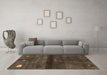 Machine Washable Abstract Brown Contemporary Rug in a Living Room,, wshcon2846brn