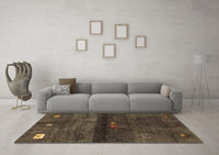 Machine Washable Abstract Brown Contemporary Rug, wshcon2846brn