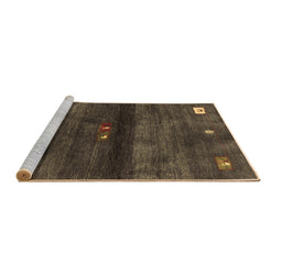 Sideview of Machine Washable Abstract Brown Contemporary Rug, wshcon2846brn
