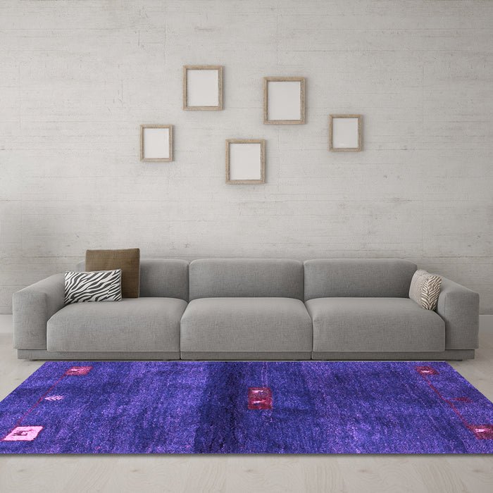 Machine Washable Abstract Purple Contemporary Area Rugs in a Living Room, wshcon2846pur