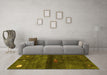 Machine Washable Abstract Yellow Contemporary Rug in a Living Room, wshcon2846yw