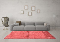 Machine Washable Abstract Red Contemporary Rug, wshcon2847red