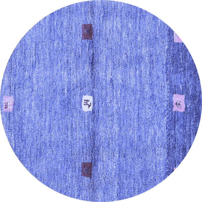 Round Abstract Blue Contemporary Rug, con2847blu