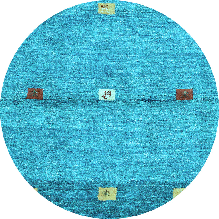 Round Abstract Light Blue Contemporary Rug, con2847lblu