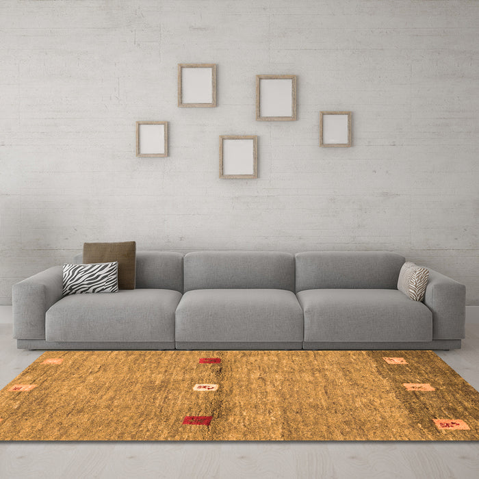 Machine Washable Abstract Orange Contemporary Area Rugs in a Living Room, wshcon2847org
