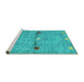 Sideview of Machine Washable Abstract Turquoise Contemporary Area Rugs, wshcon2847turq