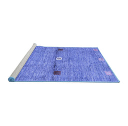 Sideview of Machine Washable Abstract Blue Contemporary Rug, wshcon2847blu