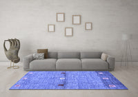 Machine Washable Abstract Blue Contemporary Rug, wshcon2847blu