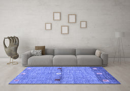 Machine Washable Abstract Blue Contemporary Rug in a Living Room, wshcon2847blu