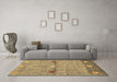 Machine Washable Abstract Brown Contemporary Rug in a Living Room,, wshcon2847brn