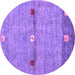 Round Abstract Purple Contemporary Rug, con2847pur