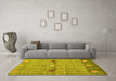 Machine Washable Abstract Yellow Contemporary Rug in a Living Room, wshcon2847yw