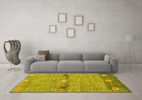 Machine Washable Abstract Yellow Contemporary Rug, wshcon2847yw