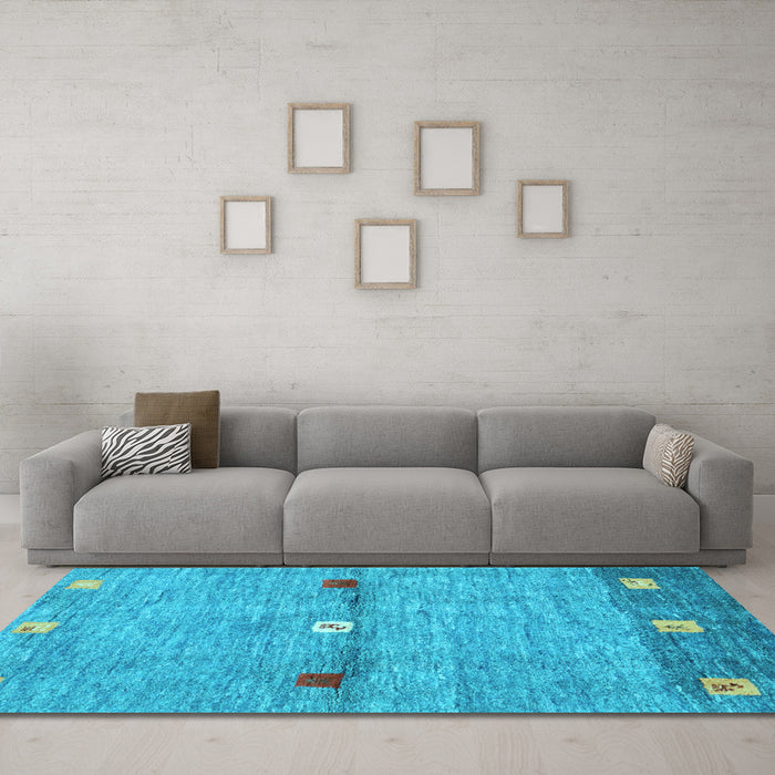 Machine Washable Abstract Light Blue Contemporary Rug in a Living Room, wshcon2847lblu