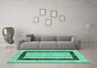 Machine Washable Solid Turquoise Modern Area Rugs in a Living Room,, wshcon2848turq