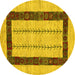 Round Machine Washable Solid Yellow Modern Rug, wshcon2848yw