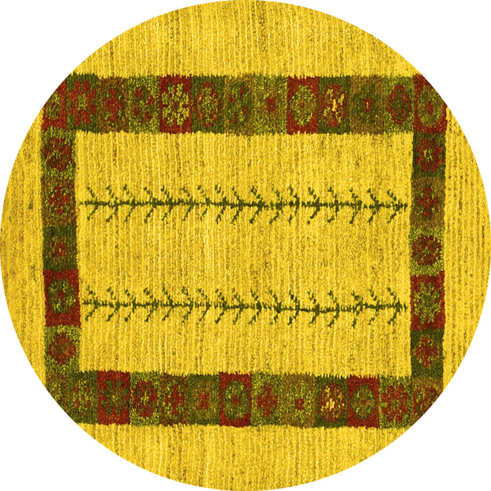 Round Solid Yellow Modern Rug, con2848yw