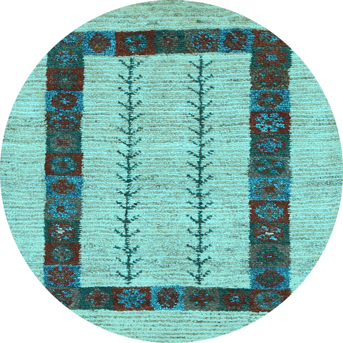 Round Solid Light Blue Modern Rug, con2848lblu