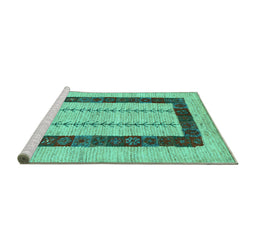 Sideview of Machine Washable Solid Turquoise Modern Area Rugs, wshcon2848turq