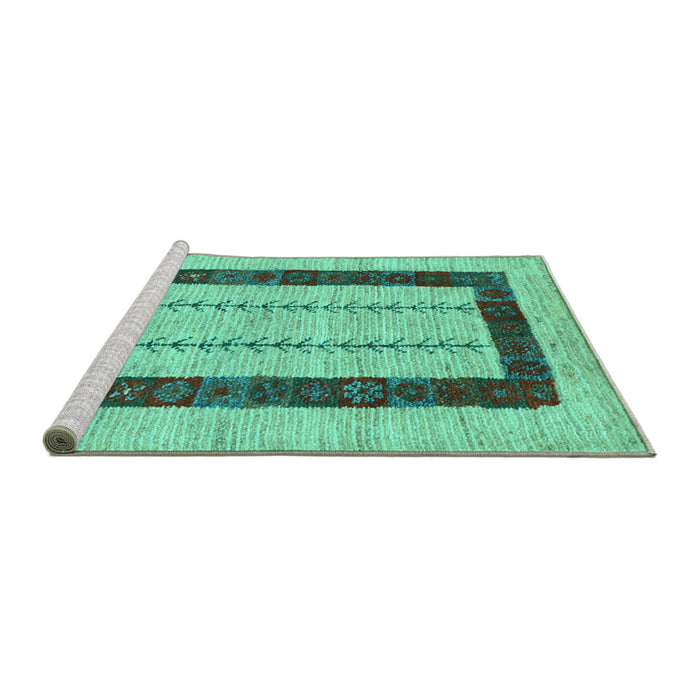Sideview of Machine Washable Solid Turquoise Modern Area Rugs, wshcon2848turq