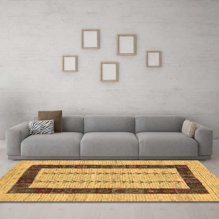 Machine Washable Solid Brown Modern Rug in a Living Room,, wshcon2848brn