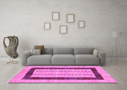 Machine Washable Solid Pink Modern Rug in a Living Room, wshcon2848pnk