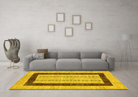 Machine Washable Solid Yellow Modern Rug, wshcon2848yw